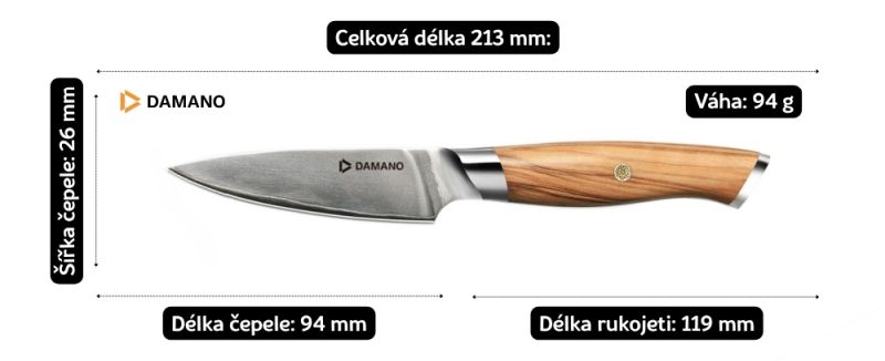rozměry nože